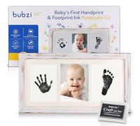 Bubzi Co Empreint Bébé Cadeau Bebe Garcon Bebe, Cadre Déco Blanc Encre Non Toxique, Souvenir Personnalisé Pour Décoration Chambre Bébé,Cadeau Original Naissance-Cadeau Naissance Liste (White Wash)