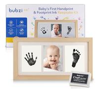 Bubzi Co Empreint Bébé Cadeau Bebe Garcon Bebe, Cadre Déco Blanc Encre Non Toxique, Souvenir Personnalisé Pour Décoration Chambre Bébé,Cadeau Original Naissance-Cadeau Naissance Liste (Natural Wood)