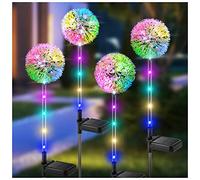 BUCASA Lampe Solaire Exterieur, 4 Pièces Upgraded Lumiere Solaire Pissenlit avec RGB LED, Étanche Solar Lumière Exterieur Jardin pour Pelouse, Balcon, Terrasse, Cour, Regalo