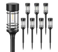 BUCASA Lampe Solaire Exterieur Jardin, 8 Pièces Lumiere Solaire Exterieur avec Lumière blanche chaude, IP65 Étanche Lampadaire Solaires Jardin pour Pelouse, Balcon, Terrasse, Cour, Regalo