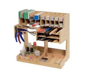 Bucasso Rack d'organisation pour kit de modélisme en bois avec matériau MDF, support de peinture, support de tournevis/pinceau, pour peintures et outils Tamiya, GK1