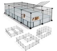 BUCATSTATE Cage pour cochon d'Inde avec tapis de sol, parc à 20 panneaux avec couvercle supérieur, cage à lapin en métal pour hérissons, cailles, poules (119,4 x 61 x 30,5 cm (L x l x H)