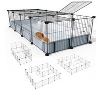 BUCATSTATE Lot de 20 panneaux de cage guinéenne pour cochon et lapin, intérieur avec tapis imperméable, 140 x 60 x 30 cm (L x l x H), petite cage pour animaux avec porte pour cochons guinéens, bunny