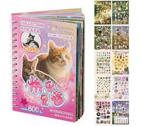 Buch Der Aufkleber | 30 feuilles d'autocollants pour animaux de compagnie avec 800 motifs mignons de chats et chiens | Kit de bricolage esthétique, journal de scrapbooking, autocollants colorés et
