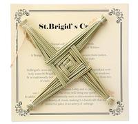 Bucherry Croix murale de Saint-Brigid et carte entièrement naturelle - Croix de Saint Brigid avec carte d'histoire pour bénédiction irlandaise - Décoration traditionnelle pour Imbolc celtique (vert