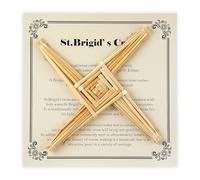 Bucherry Croix murale de Saint-Brigid et carte entièrement naturelle en forme de croix de Saint Brigid à suspendre, carte d'histoire attachée, décoration traditionnelle irlandaise, cadeaux de prière