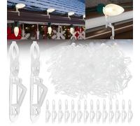 Bucherry Lot de 100 clips de lumière de Noël à angle réglable pour douille E17 C6 C7 C9 et mini lumières suspendues sur des gouttières et bardeaux