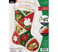 Bucilla 89261E Kit de chaussettes de Noël en feutre patchwork élégant 45,7 cm Coton