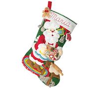 Bucilla 89312E Kit de fabrication de chaussettes en feutre Motif Père Noël en pain d'épice 45,7 cm