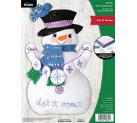 Bucilla 89632E Kit de fabrication de butée de porte en feutre Inscription Let It Snow Parfait pour les loisirs créatifs