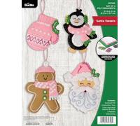 Bucilla, 89708E Lot de 4 appliques en feutre pour décoration de Noël