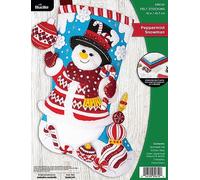 Bucilla, Bonhomme de neige à la menthe poivrée, applique en feutre, kit de fabrication de chaussettes de 45,7 cm, parfait pour les loisirs créatifs, 89610E