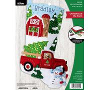 Bucilla, Christmas at The Farm 89534E Kit de fabrication de chaussettes de Noël en feutre 45,7 cm