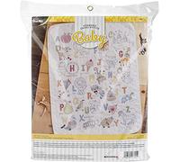 Bucilla Coutures croisées estampées ABC BABY, coton polyester, bleu, taille unique