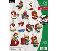 Bucilla Felt Applique 12 Piece Ornament Making Kit, Twelve Days of Christmas, Perfect for DIY Arts and Crafts, 89446E