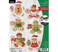 Bucilla Felt Ornaments Applique Kit Set Of 6-Dressed Up Gingerbread 89644E