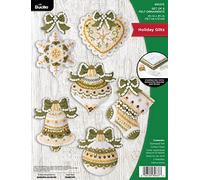 Bucilla Felt Ornaments Applique Kit Set Of 6-Holiday Glitz 89637E