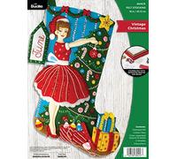 Bucilla Felt Stocking Applique Kit 18" Long-Vintage Christmas