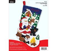Bucilla Kit d'appliques en feutre pour chaussette de Noël Motif cabine d'ours Noir 45,7 cm