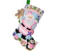 Bucilla, Lollipop Santa 89705E Kit de fabrication de chaussettes en feutre pour loisirs créatifs 45,7 cm