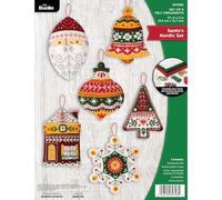 Bucilla Lot de 6 appliques en feutre pour la fabrication de décorations de Noël nordiques, parfait pour les loisirs créatifs