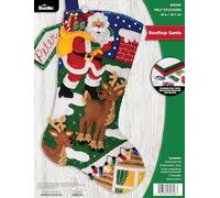 Bucilla, Rooftop Santa, Felt Applique 18" Stocking Making Kit, Perfect for DIY Arts and Crafts, 89626E