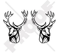 Buck DEER Chasse au cerf, 190mm, x2 vinyle autocollant pour pare-chocs - CHOIX DE 22 COULEURS