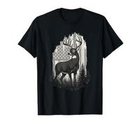 Buck Deer Chasse Wildlife Outdoor American Flag Hunter T-Shirt