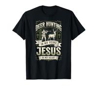 Buck Deer Hunting Hunter Jesus Faith Vintage Deer Hunting in T-Shirt