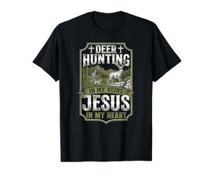 Buck Deer Hunting Hunter Jesus Faith Vintage Deer Hunting in T-Shirt