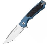 Buck Stinger Satin D2 Aluminium Bleu Incrustation Carbone Framelock BU-0714BLS