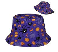Bucket Hat Citrouille en Toile D'Araignée d'halloween Unisexe Chapeau Bob Élégant Chapeau De Pêcheur pour Plein Air Été Disco