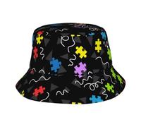 Bucket Hat Sensibilisation À l'Autisme Duveteux Chapeau Bob Unisexe Chapeau De Pêcheur pour Pêche Camping Disco