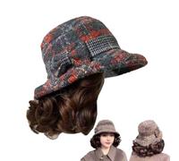 Bucket Hat With Warm Curly Hair Wig,Stylish Mother'S Wig hats,Autumn/Winter Thickened Woolen hat With Integrated Short Curly wig,Versatile hat For Middle-Aged And Elderly Women (Orange)