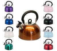 Buckingham Bouilloire sifflante rétro en acier inoxydable avec poignée phénolique résistante à la chaleur, 2,5 L, cuivre