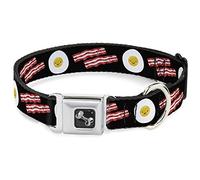 Buckle Down 11-43,2 cm Bacon et œufs Noir Collier de Chien en Forme d'os, Medium