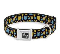 Buckle Down 11-43,2 cm Chouettes Noir/Multi Neon Collier de Chien en Forme d'os, Medium