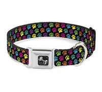 Buckle Down 11-43,2 cm Imprimé Pattes Noir/Multi Couleur Collier de Chien en Forme d'os, Medium