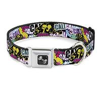 Buckle Down 13-45,7 cm Cali avec Grizzly Bear Collage Noir/Fluo Collier de Chien en Forme d'os, Large Petite
