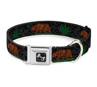 Buckle Down 13-45,7 cm Cali Ours/Pot de Fleurs en Forme de Feuille Noir/Gris/Vert Collier de Chien en Forme d'os, Large Petite