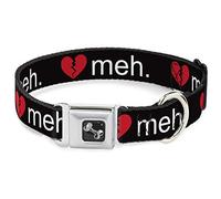 Buckle Down 13-45,7 cm Cœur brisé Meh Noir/Rouge/Blanc Collier de Chien en Forme d'os, Large Petite