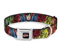 Buckle Down 13-45,7 cm Jlo-Justice League Logo étoile complète Couleur Noir/Silver-Fade/Rouge Collier de Chien, Large Petite