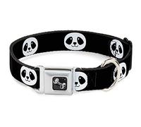 Buckle Down 13-45,7 cm Souriant Panda Visage Noir/Blanc Collier de Chien en Forme d'os, Large Petite