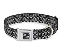 Buckle Down 15-66 cm Chouettes Monogramme Noir/Blanc Collier de Chien en Forme d'os, Large