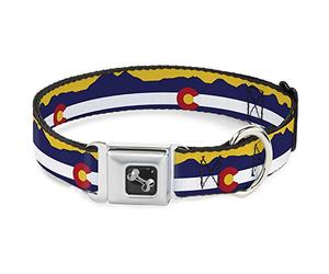 Buckle Down 15-66 cm Colorado Drapeau/Mountain Silhouette Jaune Collier de Chien en Forme d'os, Large