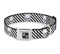 Buckle Down 15-66 cm en métal tête de Mort Noir/Blanc Collier de Chien en Forme d'os, Large