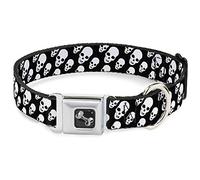 Buckle Down 15-66 cm incliné crânes Noir/Blanc Collier de Chien en Forme d'os, Large