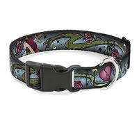 Buckle Down 15-66 cm Live Rigide Die Young Close-up Turquoise Collier de Clip en Plastique, Grande