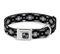 Buckle Down 15-66 cm Navajo Gris/Noir/Gris/Blanc Collier de Chien en Forme d'os, Large