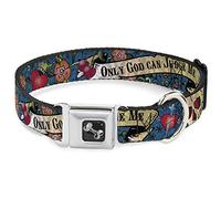 Buckle Down 15-66 cm Only God Can Judge Me Bleu Collier de Chien en Forme d'os, Large